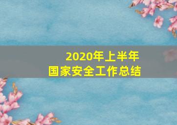 2020年上半年国家安全工作总结