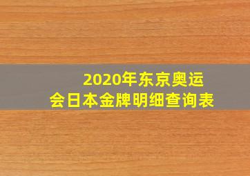 2020年东京奥运会日本金牌明细查询表