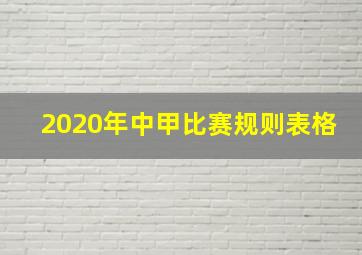 2020年中甲比赛规则表格