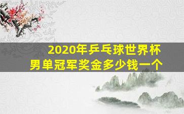 2020年乒乓球世界杯男单冠军奖金多少钱一个