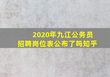 2020年九江公务员招聘岗位表公布了吗知乎