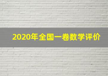 2020年全国一卷数学评价