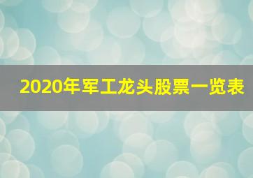 2020年军工龙头股票一览表