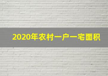 2020年农村一户一宅面积