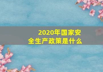 2020年国家安全生产政策是什么