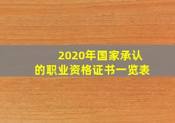 2020年国家承认的职业资格证书一览表