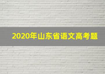 2020年山东省语文高考题