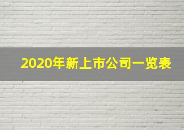 2020年新上市公司一览表