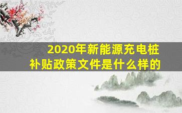 2020年新能源充电桩补贴政策文件是什么样的