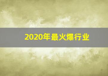 2020年最火爆行业