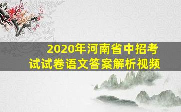 2020年河南省中招考试试卷语文答案解析视频