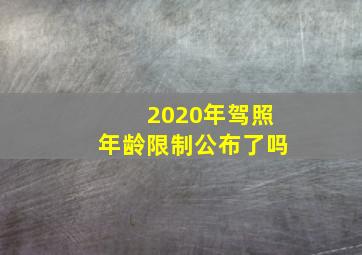 2020年驾照年龄限制公布了吗