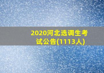 2020河北选调生考试公告(1113人)