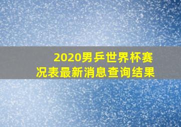 2020男乒世界杯赛况表最新消息查询结果