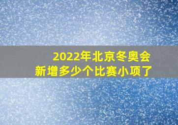 2022年北京冬奥会新增多少个比赛小项了