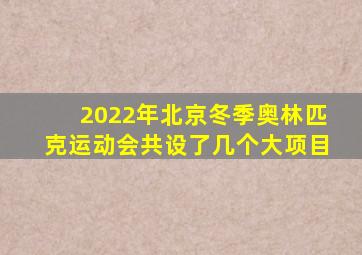 2022年北京冬季奥林匹克运动会共设了几个大项目