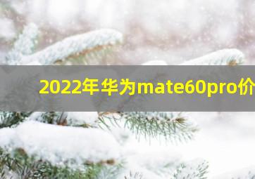 2022年华为mate60pro价格