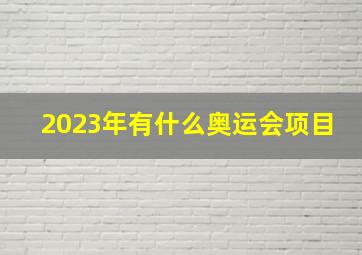 2023年有什么奥运会项目