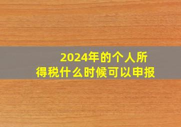 2024年的个人所得税什么时候可以申报