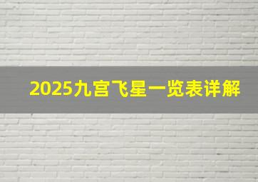 2025九宫飞星一览表详解