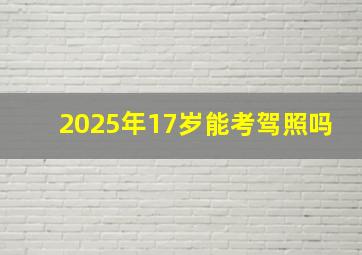 2025年17岁能考驾照吗