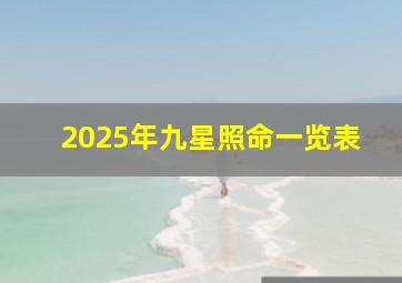 2025年九星照命一览表