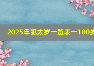 2025年犯太岁一览表一100岁