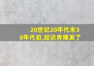 20世纪20年代末30年代初,知识界爆发了