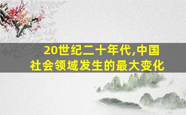 20世纪二十年代,中国社会领域发生的最大变化