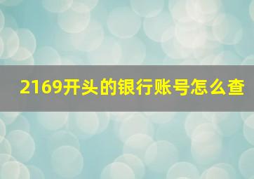 2169开头的银行账号怎么查