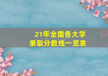 21年全国各大学录取分数线一览表