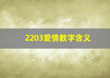 2203爱情数字含义