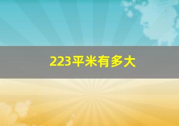 223平米有多大