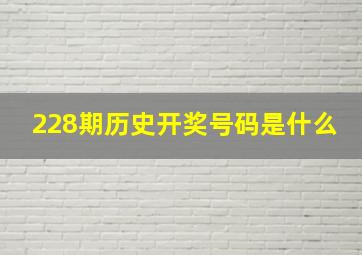 228期历史开奖号码是什么