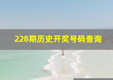 228期历史开奖号码查询