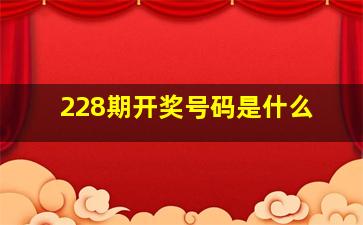 228期开奖号码是什么