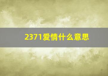 2371爱情什么意思