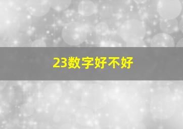 23数字好不好