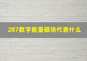 287数字能量磁场代表什么