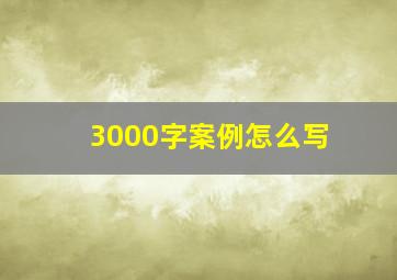 3000字案例怎么写