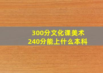 300分文化课美术240分能上什么本科