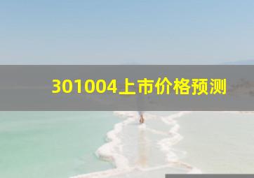 301004上市价格预测