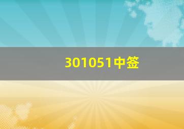 301051中签