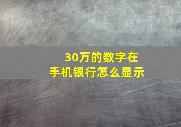 30万的数字在手机银行怎么显示