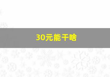 30元能干啥