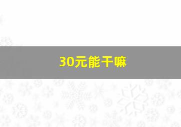 30元能干嘛