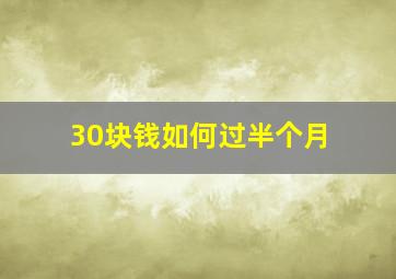 30块钱如何过半个月