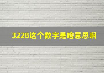 3228这个数字是啥意思啊