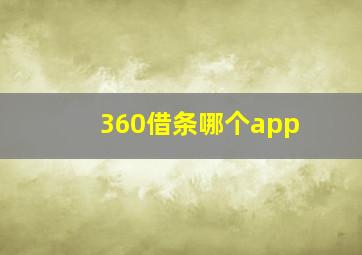 360借条哪个app