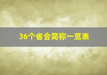 36个省会简称一览表